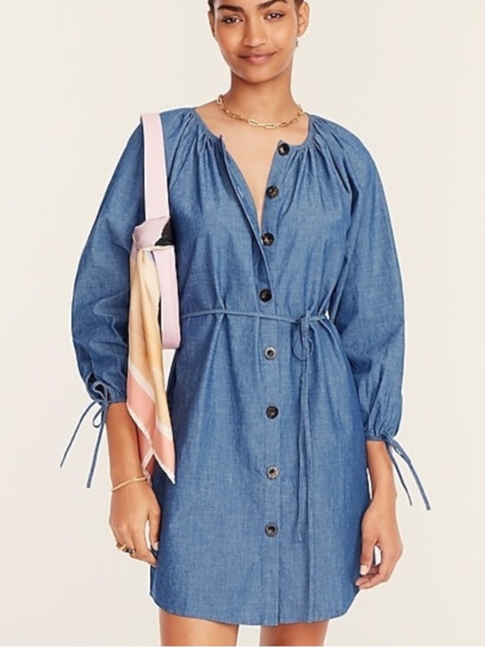 J CREW BERENSON 100% COTTON CHAMBRAY BUTTON FRONT DRESS XS